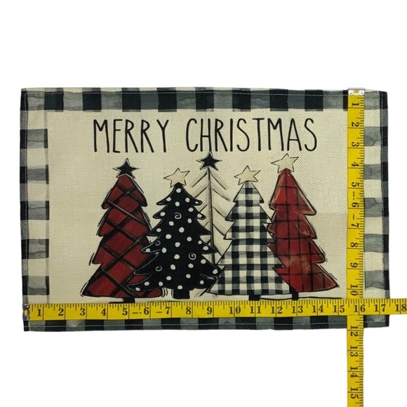Christmas Placemats Primitive Farmhouse Buffalo Plaid Check Neutral  17.5 X 12 - Picture 7 of 14